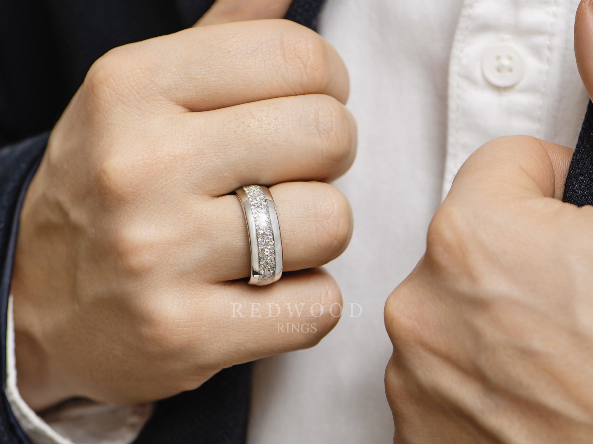 With Diamonds Mens Diamond Wedding Bands On Hand 1/5