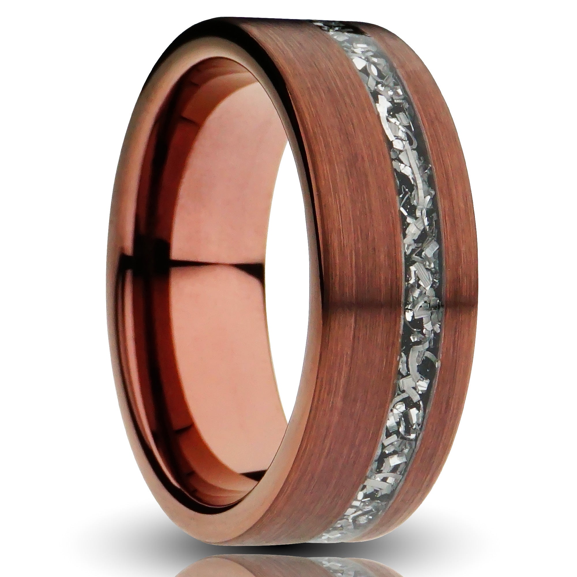 Brown Tungsten Ring With Meteorite Inlay - 8MM – Redwood Rings
