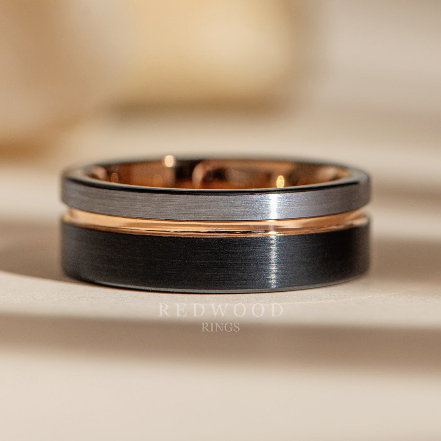 8mm tri color mens ring, luxury photo watermarked