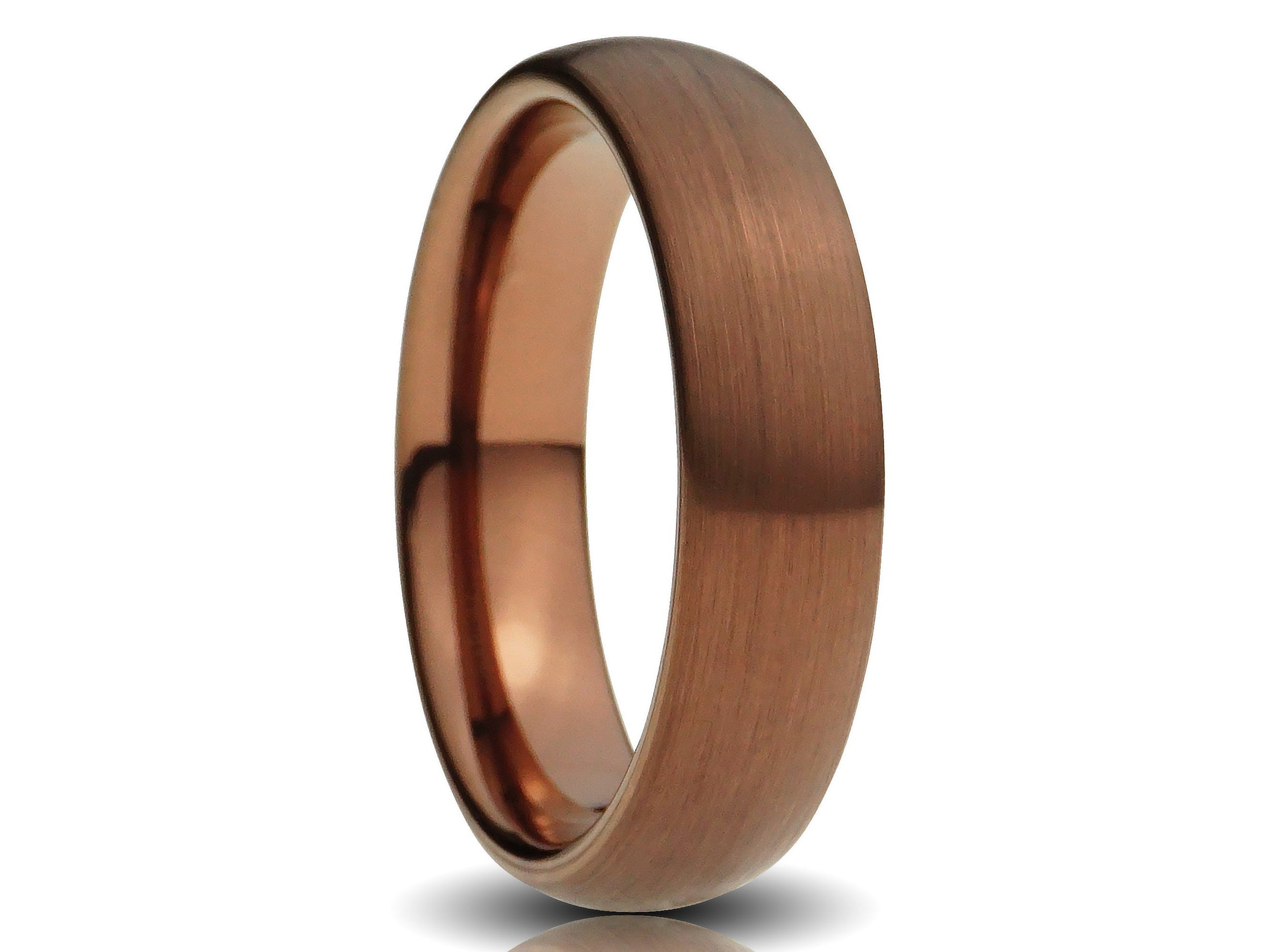 Brown Tungsten ring 6mm brushed coffee chocolate mens wedding band cutout photo