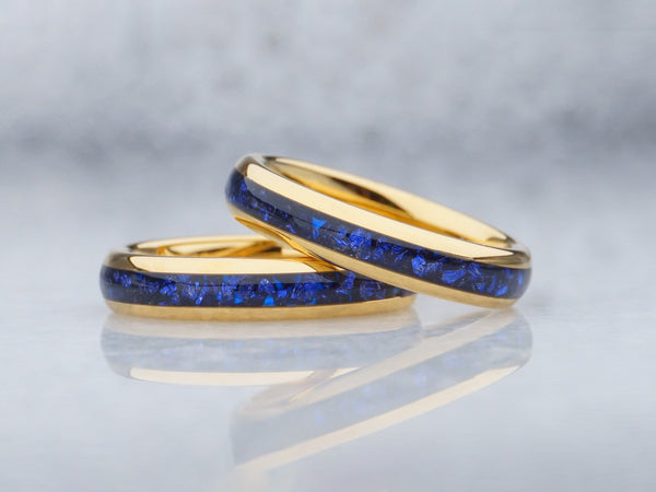 Gold Tungsten Ring With Lab-Grown Sapphire - 4MM