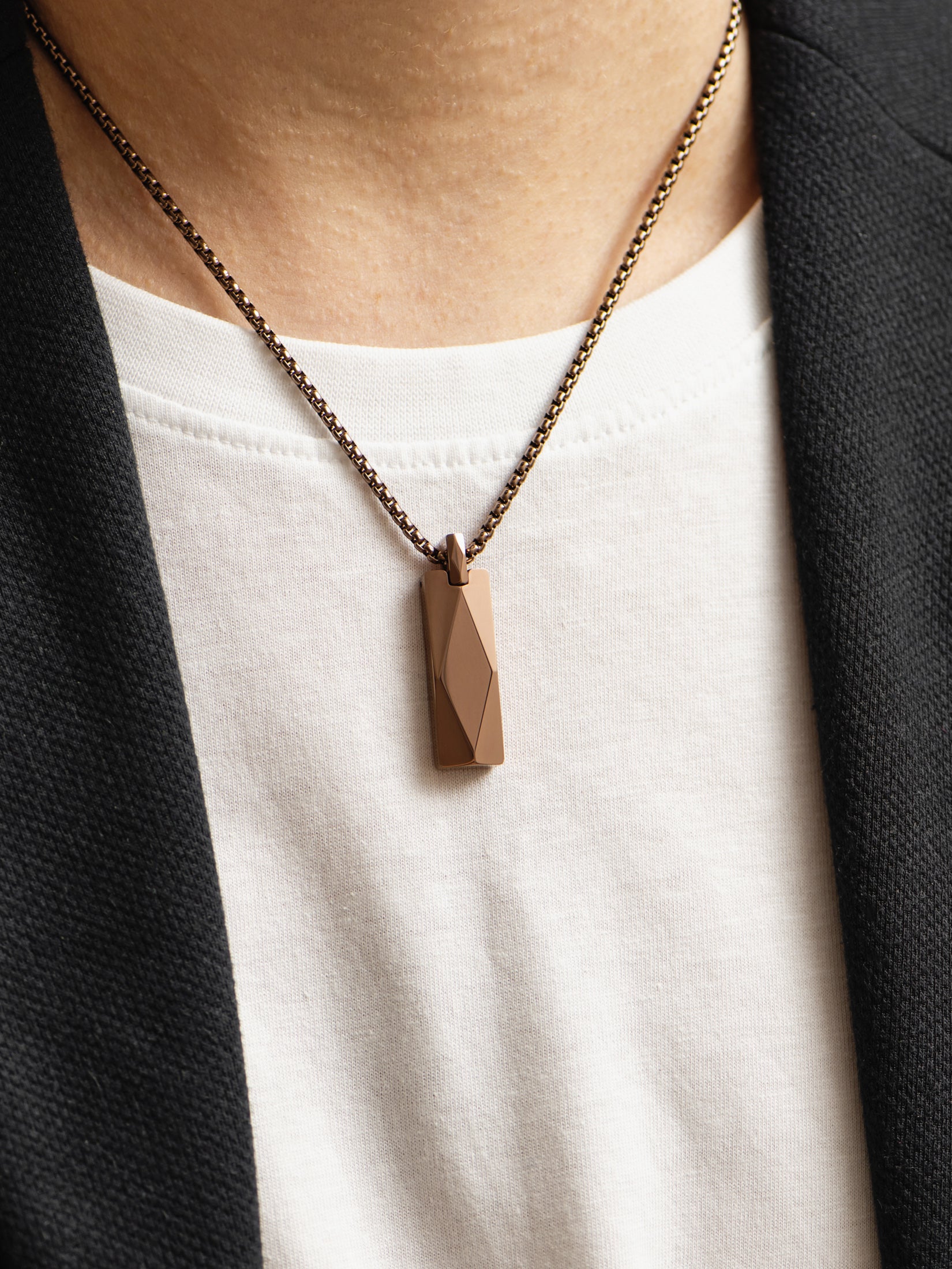 Brown Tungsten Pendant - Geometric Brown Necklace
