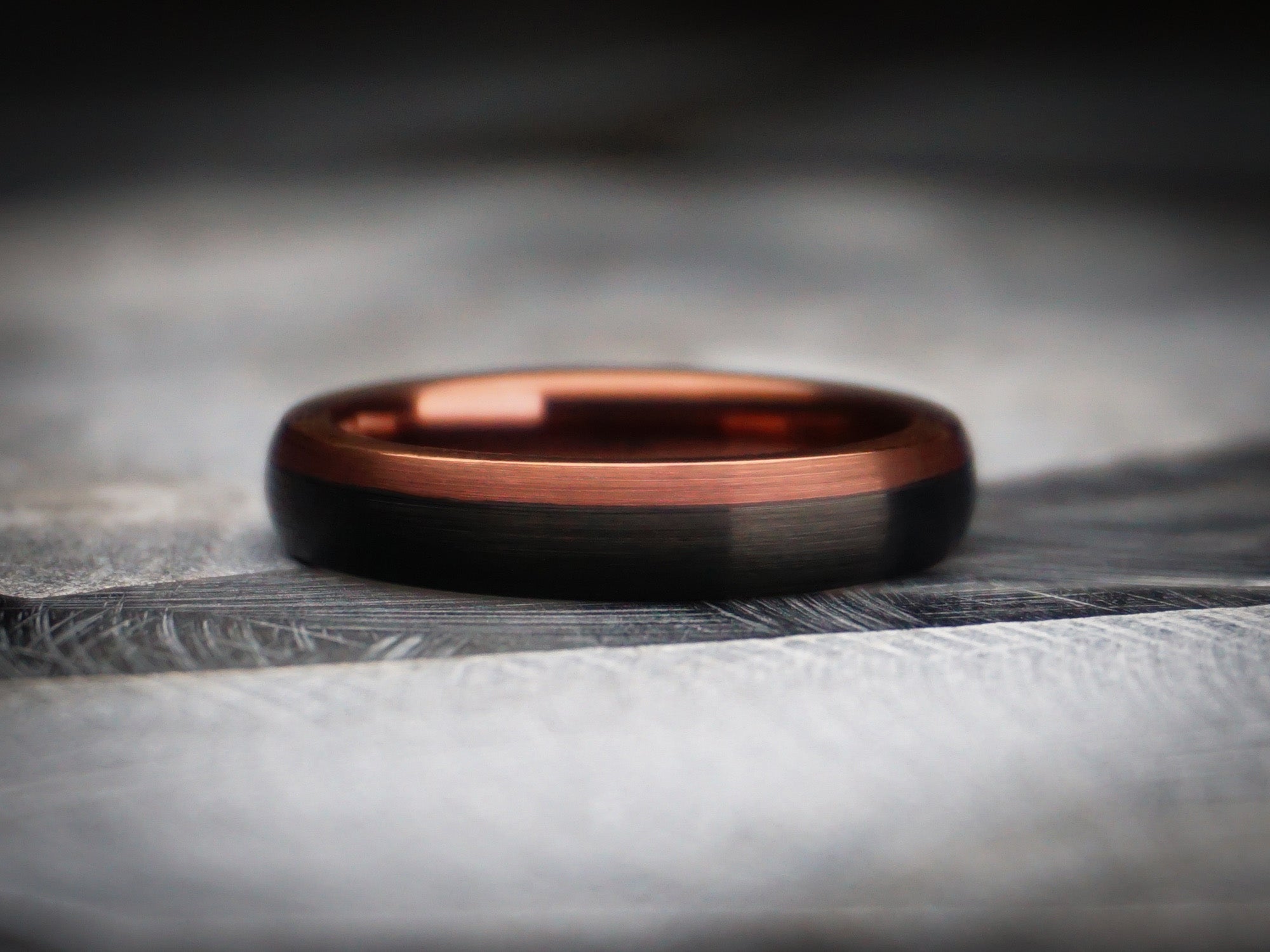 black brown brushed ring, espresso two toned tungsten ring, 4mm width, unique womens wedding ring, dark stone