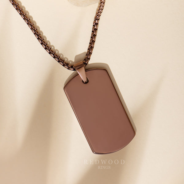 Brown Tungsten Dog Tag Necklace