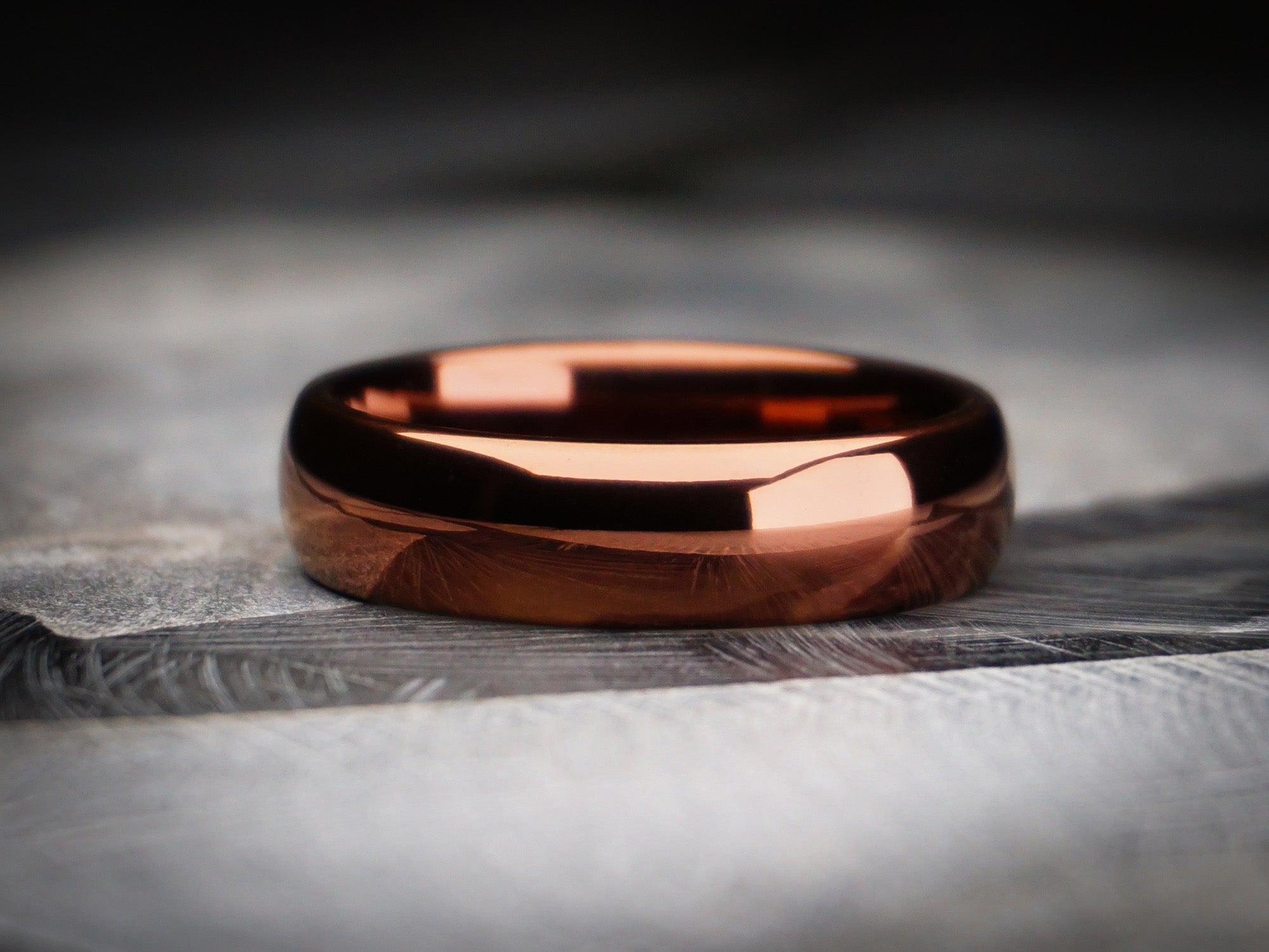 brown polished ring, copper brown shiny tungsten ring, 6mm width, unique mens wedding ring, dark stone