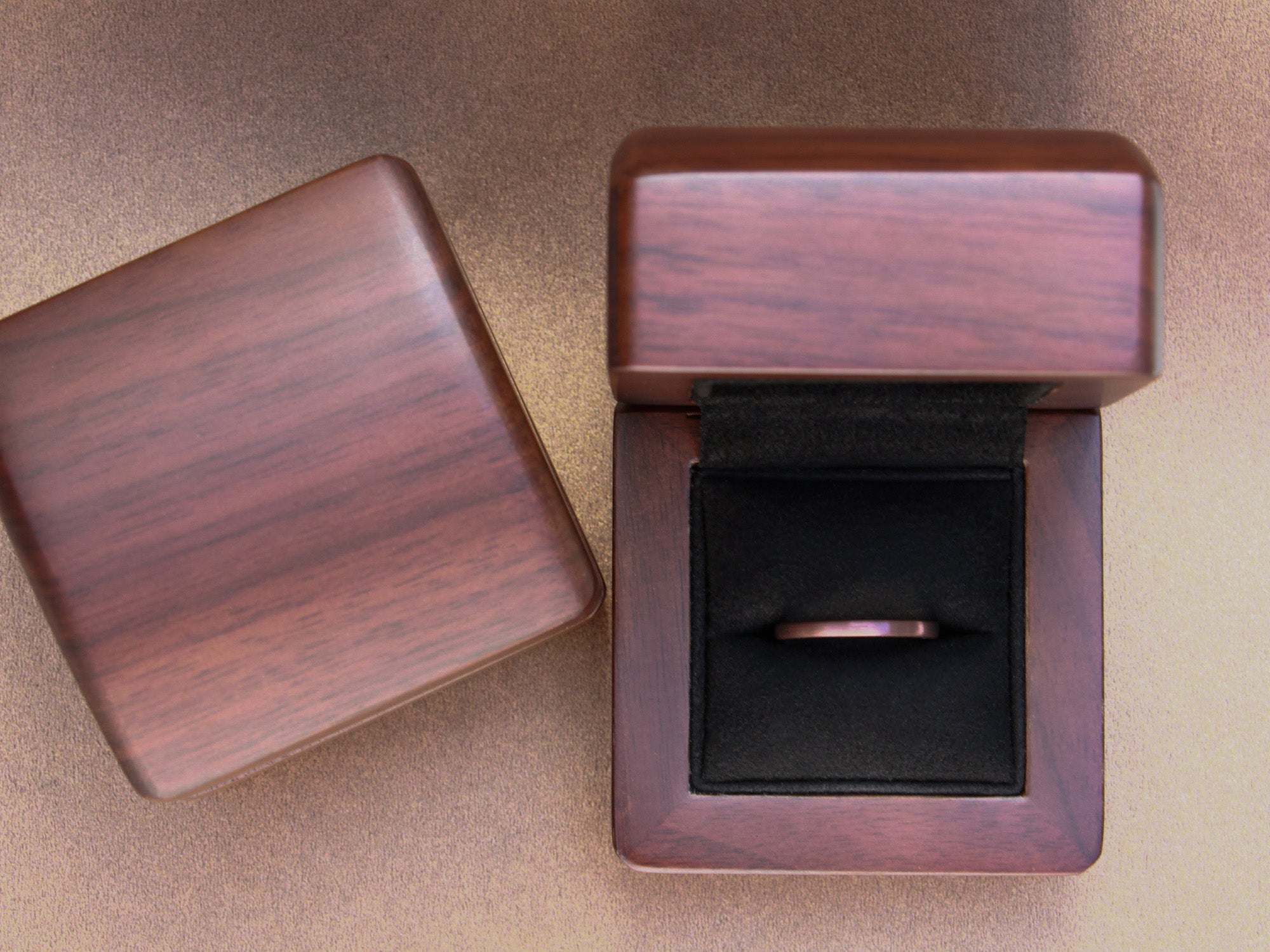 brown tungsten 2mm ring, unique womens stackable ring, coffee brown brushed matte ring, walnut wood box