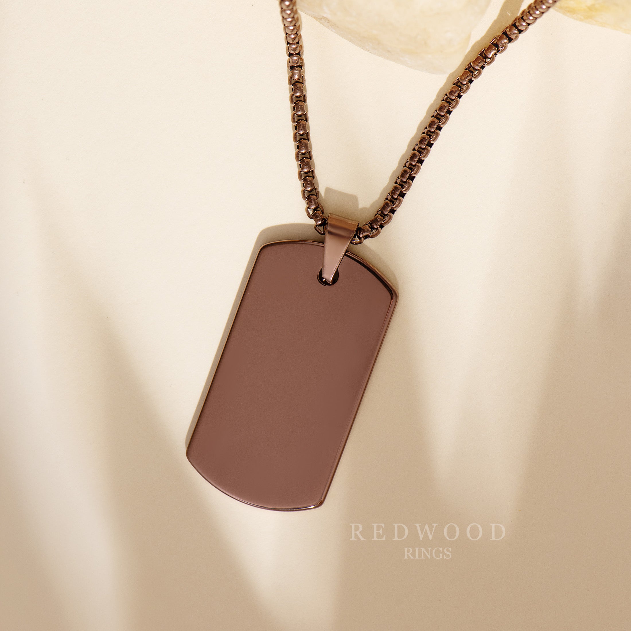 brown tungsten dog tag necklace