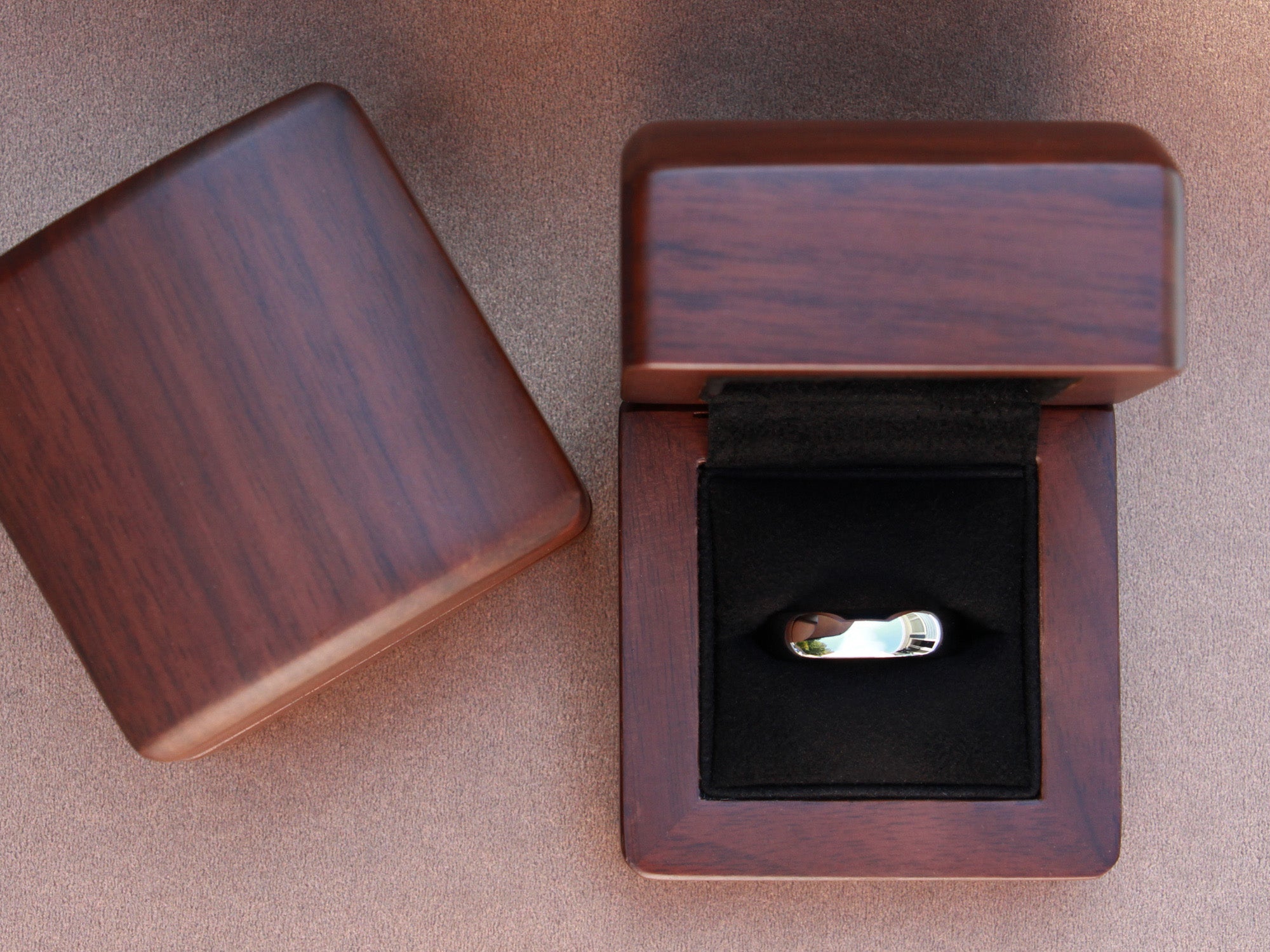 classic silver tungsten 6mm ring, unique mens wedding ring, shiny silver polished ring, walnut wood box