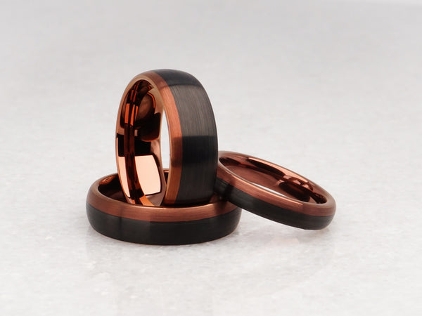 Matching Espresso Black/Brown Tungsten Rings - 4MM, 6MM, 8MM