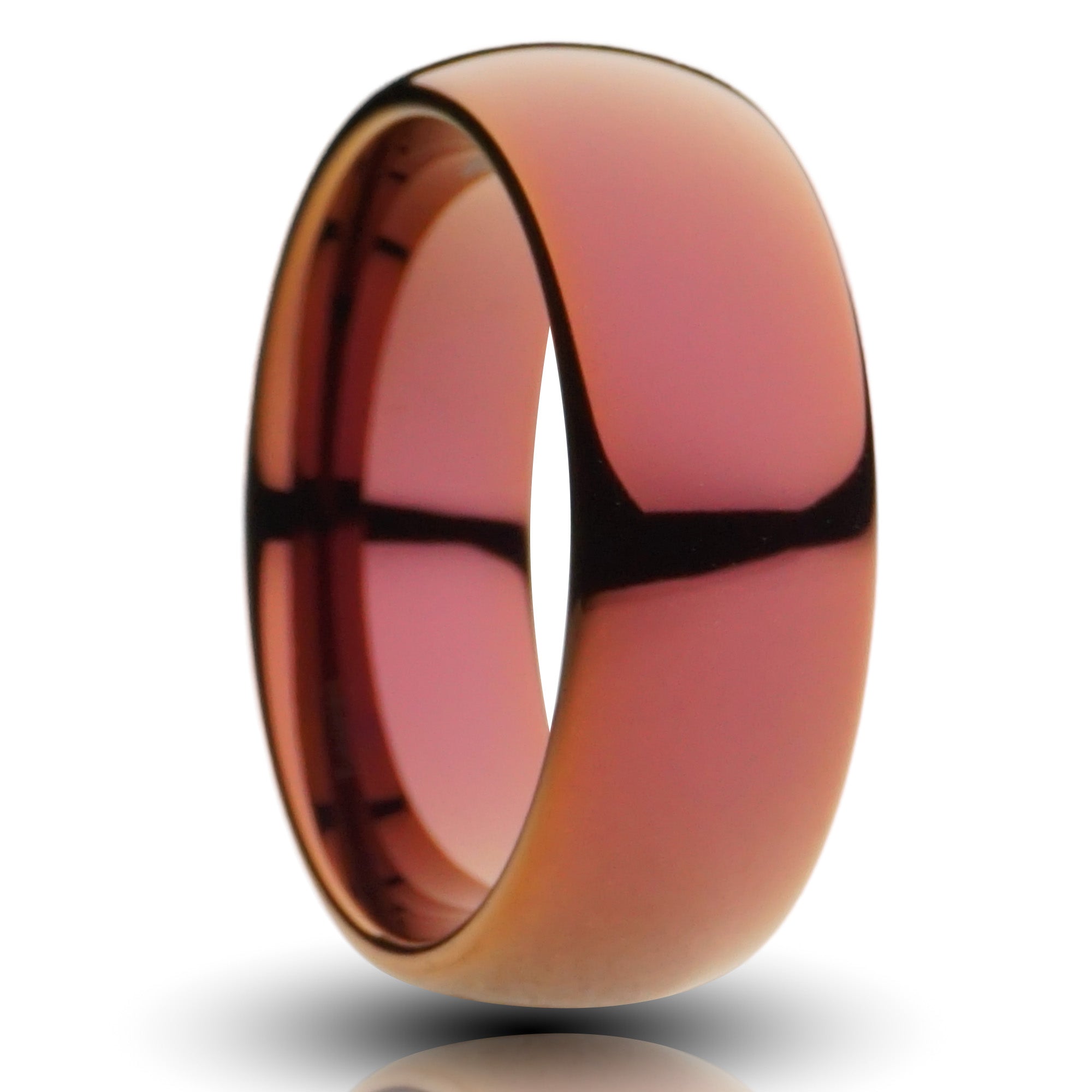 Red Orange Tungsten Ring, Polished Finish - 8MM