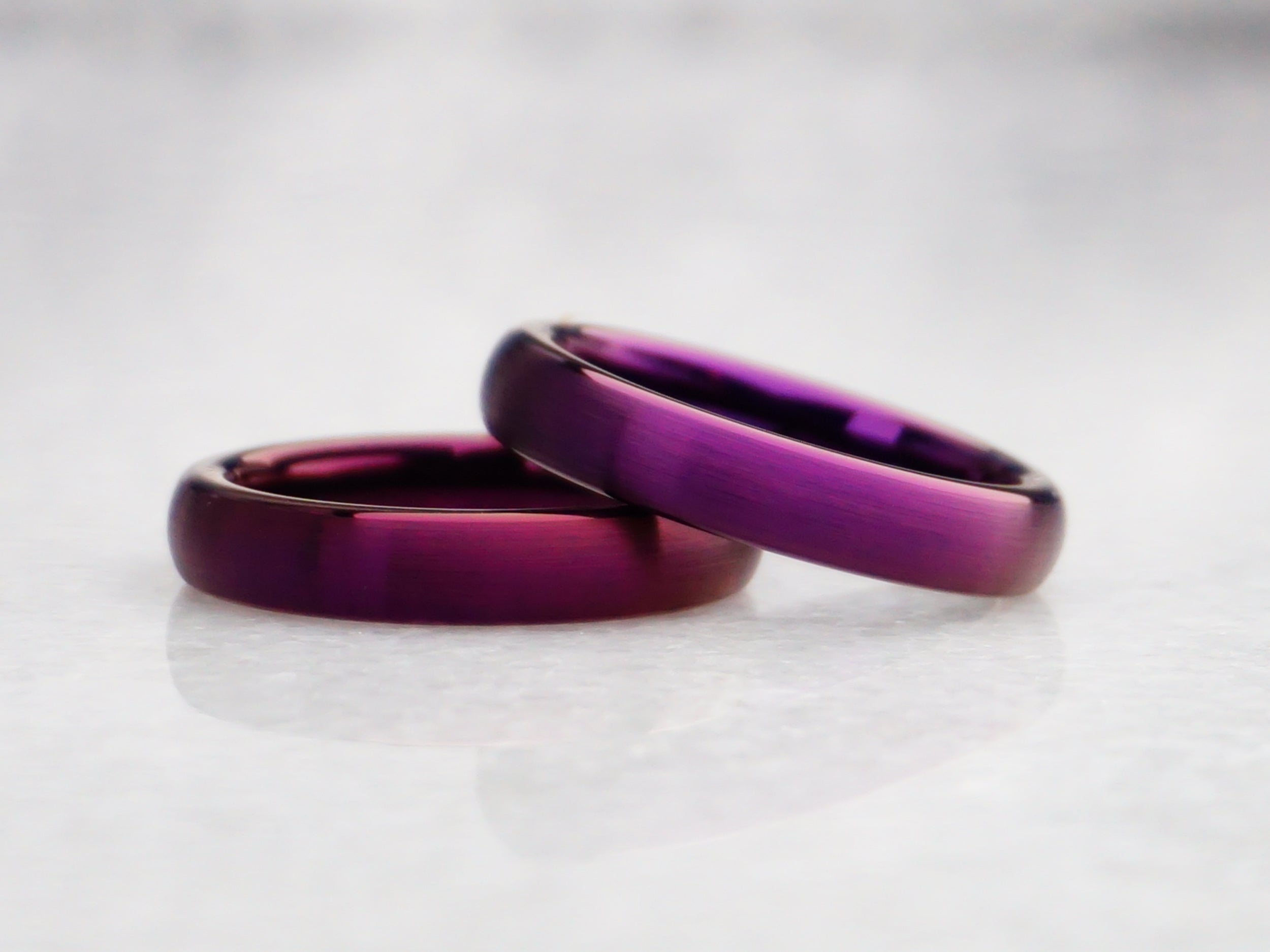purple tungsten ring, 4mm purple ring, brushed magenta fucshia wedding ring,  modern womens fashion wedding ring