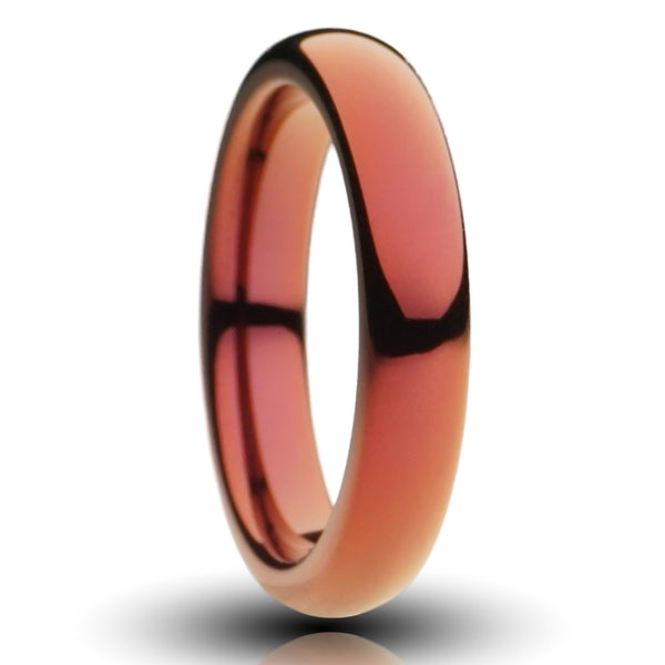 Red Orange Tungsten Ring, Polished Finish - 4MM