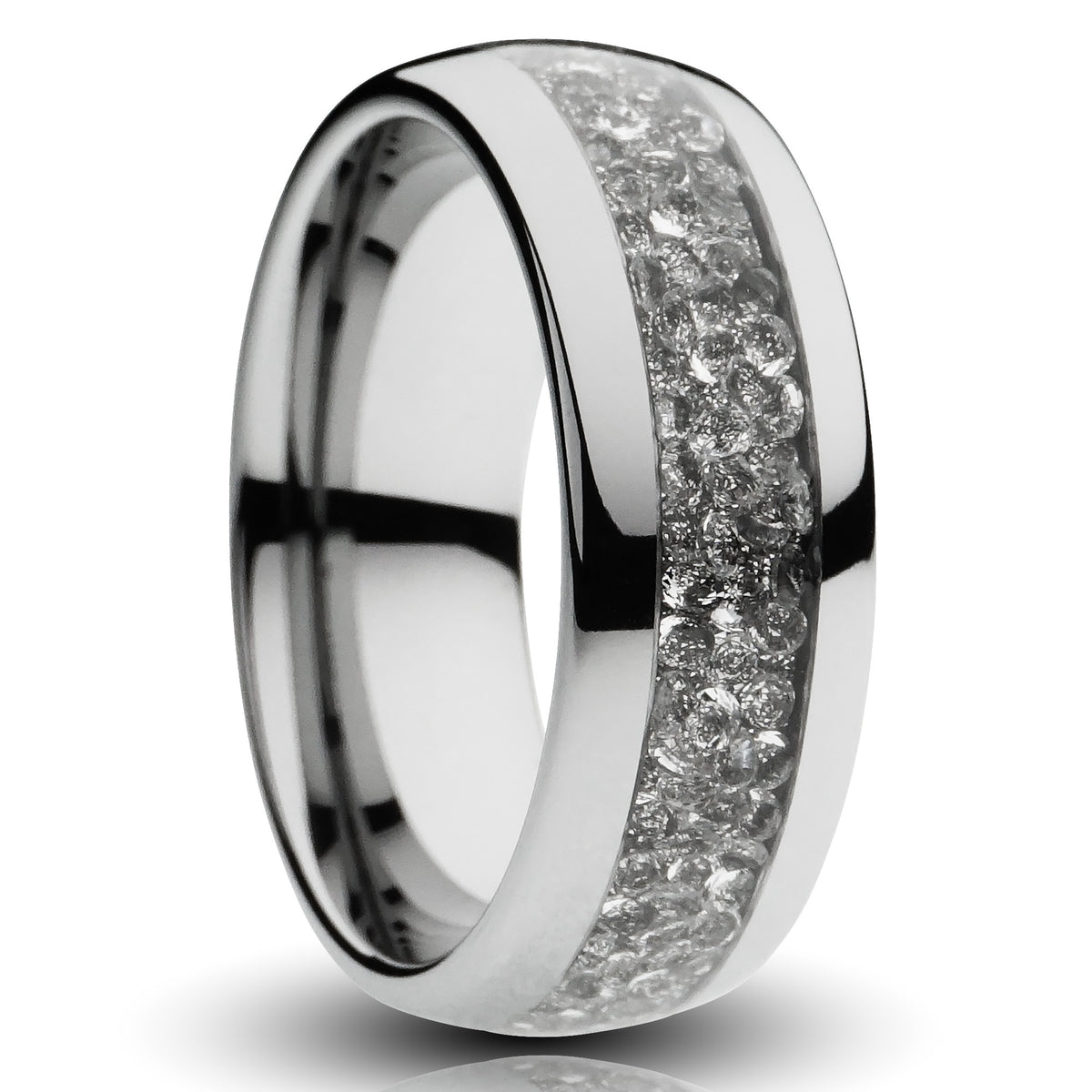 Silver Tungsten Ring With Lab-Grown Diamond Inlay - 8MM – Redwood Rings