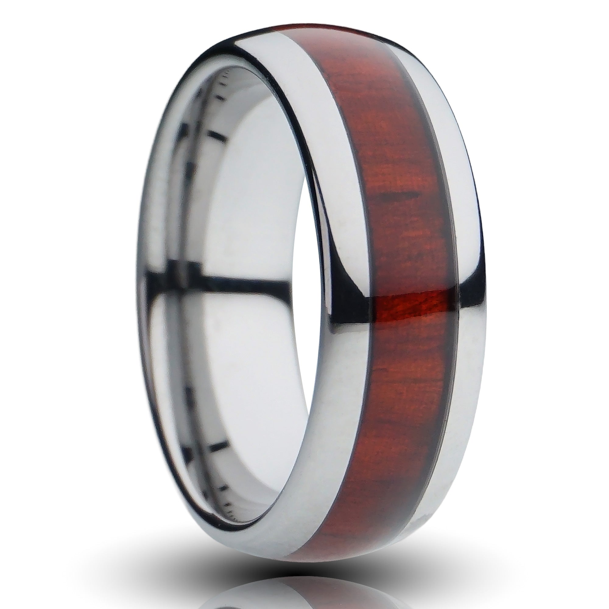 Redwood Tungsten Ring, Polished Silver - 8MM