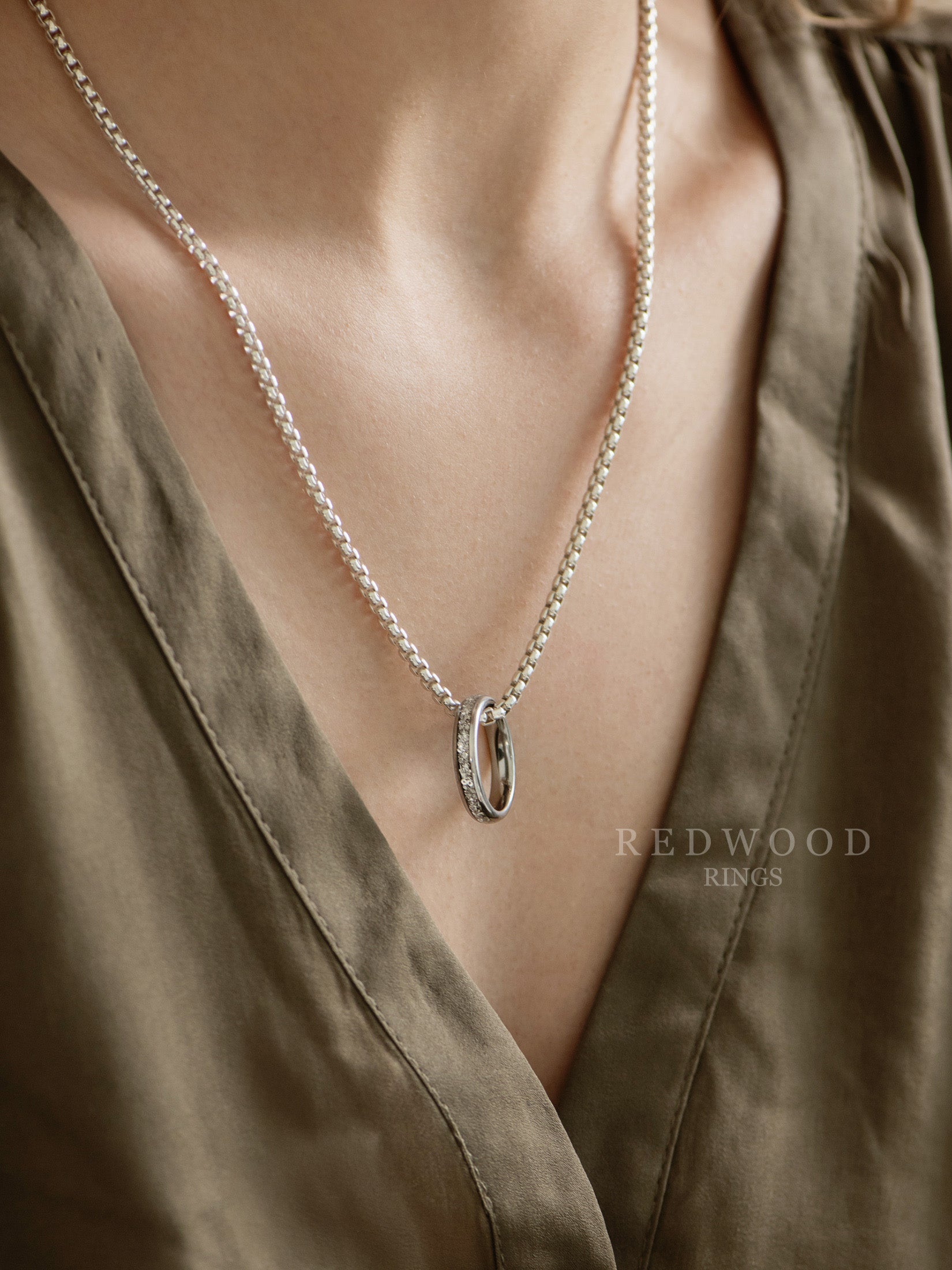 silver ring chain, wedding band 3mm box chain