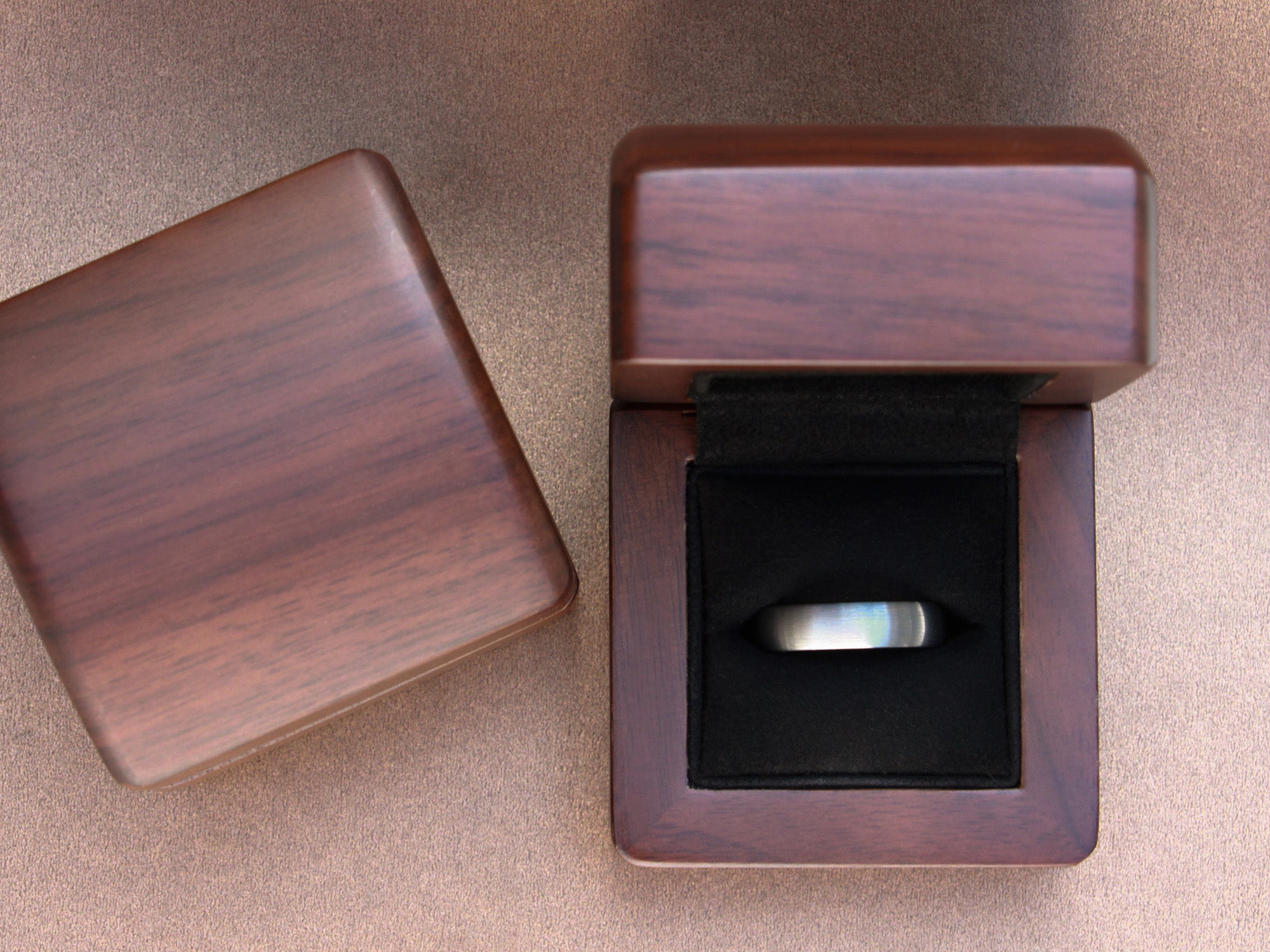 silver tungsten 6mm ring, unique mens wedding ring, silver brushed matte ring, walnut wood box