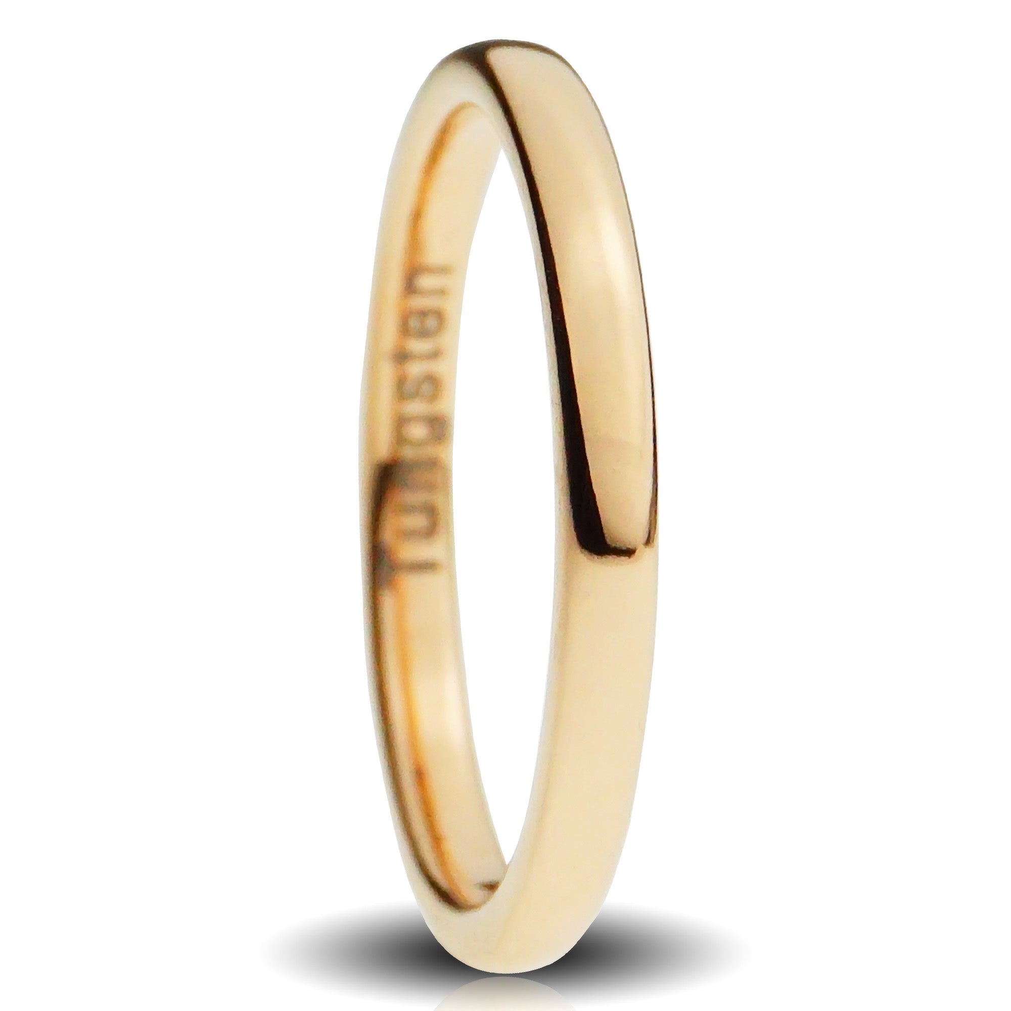 2mm rose gold tungsten ring, minimalist small polished band, rose gold stackable ring