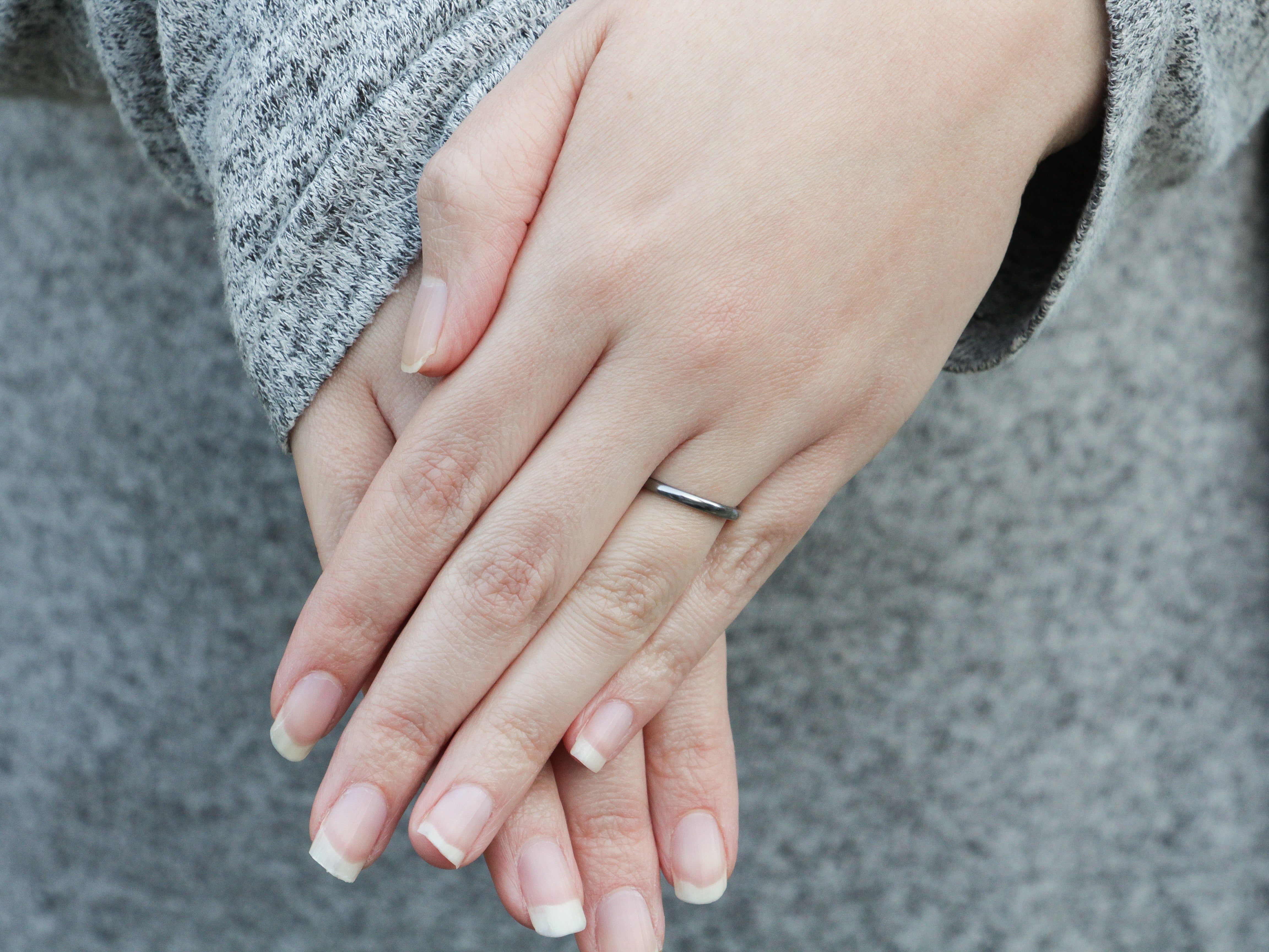 2mm silver tungsten ring, small grey wedding band, womens minimalist hand annulet photo