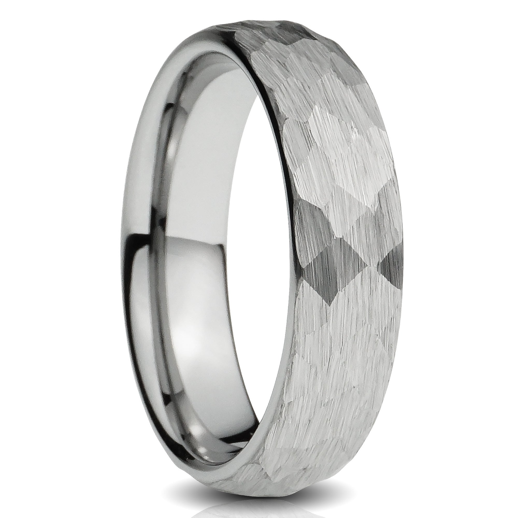 Tungsten 6mm Ring Hammered Gold with Comfort fit band – Tungsten Titans