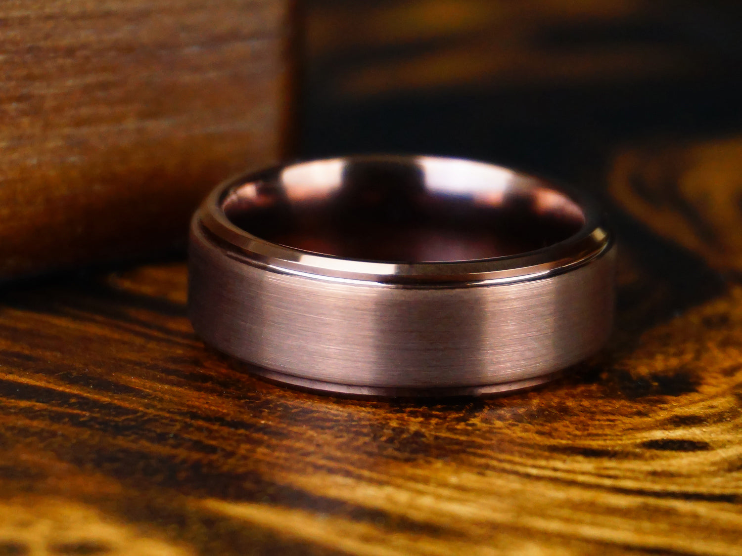 Brown Tungsten Ring, Gentleman's Band - 8MM